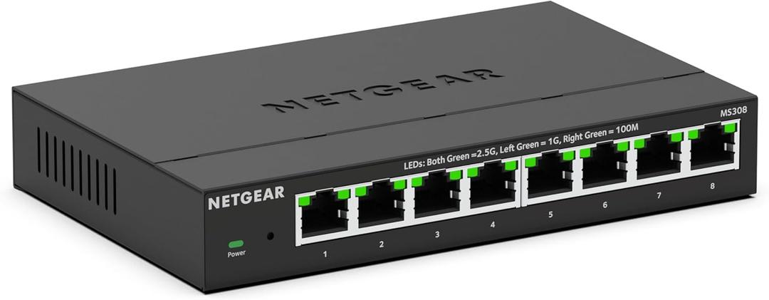 NETGEAR 8-Port 2.5G Multi-Gigabit Ethernet Unmanaged Network Switch (MS308) - with 8 x 2.5Gbps Ports, Desktop or Wall Mount, Metal Case