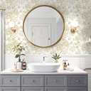 Safiyya Peel and Stick Wallpaper Boho Floral Contact Paper 197" x 17.3" Gold and White Wall Paper Modern Self Adhesive Removable Wallpaper for Bedroom Bathroom Vinyl Rolls