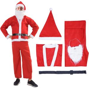Santa costume for Men,Comfortable Santa Claus Costume with Hats,Beard,Tops, Pants, Belts