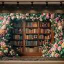 10X8FT Bookshelf Flower Photography Backdrop Vintage Bookcase Magic Books Ancient Library Wall Background Flower Girl Kids Birthday Party Decorations Kindergarten Graduation Banner Photo Booth Props