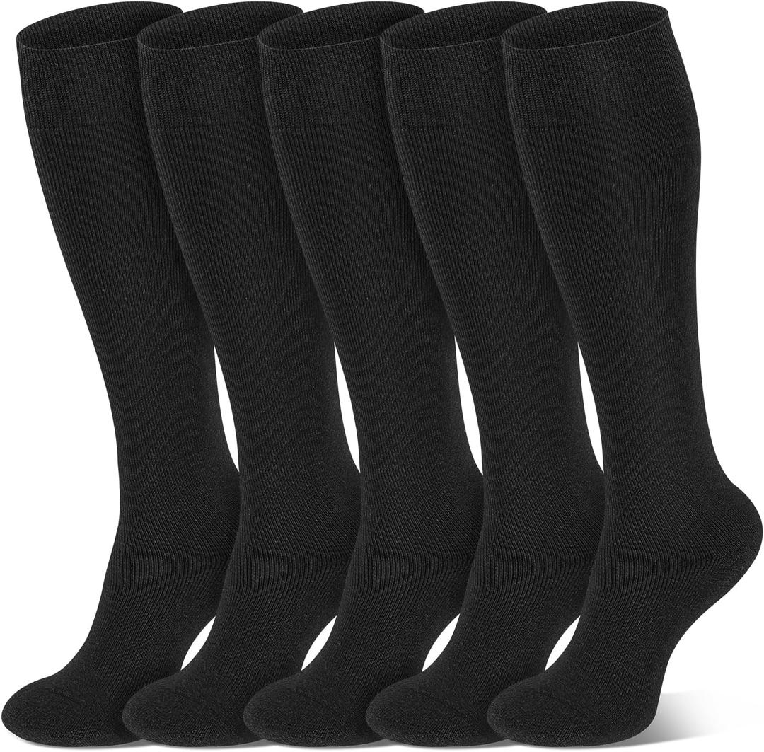 FuelMeFoot Warm Knee High Socks For Men - Thermal Cotton Socks For Hiking, Work, Winter, Gifts (One Size, 02 Black)