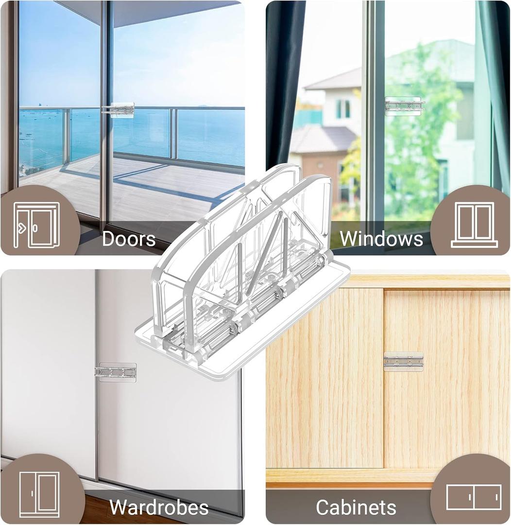 Patio Glass Sliding Door Lock - 2 Pack Window ChildProof Use Child Safety Locks, Slider Door Security Stop Lock Guard Kids for Home Slide Glass Doors Bar Backyard Closet Cabinet, Proof Window Stopper