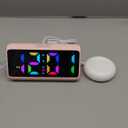 Netzu Loud Alarm Clock for Heavy Sleepers, Plug-in RGB Vibrating Alarm Clocks with Bed Shaker, 5 Dimmers, 2 Alarms and Snooze for Bedrooms Hearing Impaired Deaf Adults Pink