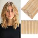 S-noilite 6Pcs Clip in Human Hair Extensions,Remy Single Short Clip in Hair Extensions 6Pcs 6clips Straight Ash Blonde/Dark Blonde Seamless Hairpieces for Women 10Inch 31g