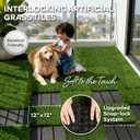 XLX TURF Artificial Grass Turf Tiles Interlocking Set 12 Pieces, Square Fake Grass Tiles Self-draining for Pet Indoor/Outdoor Flooring Decor, 12"x12", 8 Buckle Systerm