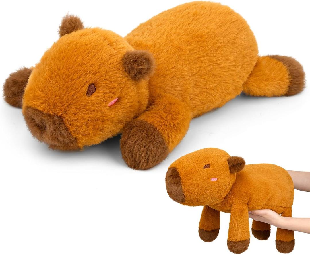 Weighted Capybara Stuffed Animal,21in 1.9lb Weighted Stuffed Animals Soft Capybara Plush Pillow for Kids, Cute Huggable Cartoon Plush Gifts for Kids, Boys and Girls (['23 inches (58 cm)'], Brown)