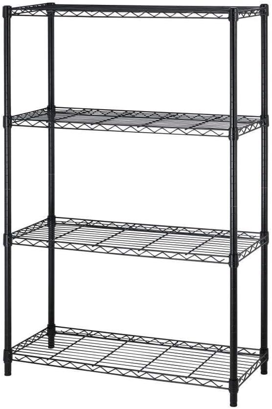 4 Tier Shelving Unit NSF Wire Shelf Metal Large Storage Shelves Heavy Duty Height Adjustable Commercial Grade Steel Utility Layer Shelf Rack Organizer 1000 LBS Capacity -14x36x54,Black (361454)