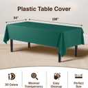 Exquisite 12-Pack Premium Plastic Tablecloth 54in. x 108in. Rectangle Table Cover - Dark Green