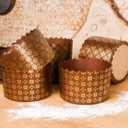 15 oz Panettone Paper Mold Standard | 12 Pack | Brown Round Non Stick Panettone Paper Baking Molds - Brown Standard Design W 5.1 x H 3.35-In (Large)