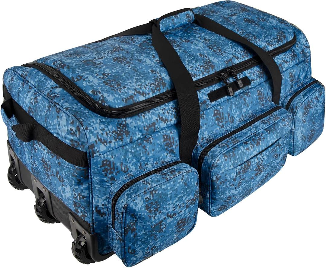 120L 3 Wheel Tactical Rolling Duffle Bag, Heavy Duty Military Deployment Luggage, 900D Waterproof Duffel for Camping Travel Outdoor Sports, Large