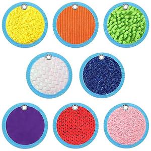 Boao 8 Set Mini Sensory Mats Assorted Textured Play Mats Sensory Floor Tiles Educational Tactile Toys for Activity(4 Inch,Round)