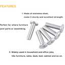 binifiMux 10pcs M6 x 110mm Rivet Countersunk Socket Cap Allen Bolts Screws Connecting 304 Stainless Steel for Furniture