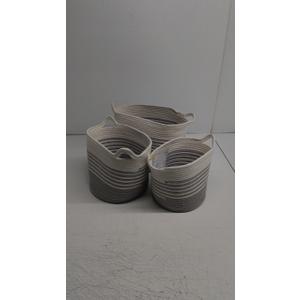 White And Grey Woven Basket 3Pcs