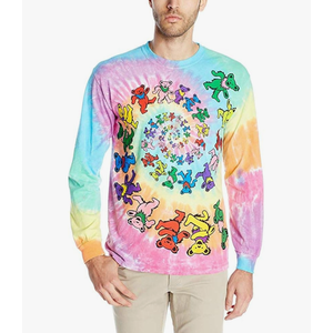 Liquid Blue Men's Spiral Bears Tie Dye Long Sleeve T-Shirt Large