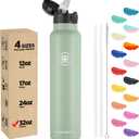 Han's Bottle Sports Water Bottle - 32 Oz, Straw Lid, Leak Proof, Vacuum Insulated Stainless Steel, Double Walled, Thermo Mug, Pine Green