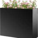 Outdoor planters for Porch Outdoor Tall Planter Box Black Metal Privacy Screen Planter Box Tall Rectangular Narrow Large Big Patio Porch Planter for Outdoor Plants