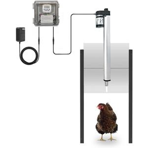 JVR Automatic Chicken Coop Door Opener with Timer, Programmable, Aluminum Coops Doors, Electric Run Automatic Chicken Door Auto Opener, Actuator Motor, Anti-Pinch Auto Reopen & Stop Safety (Small Size)