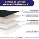 Leather Repair Patch Tape Kit, Self Adhesive Leather Repair for Furniture, Couch, Sofa, Car Seats,Office Chair,Vinyl Repair Kit.30inx16in