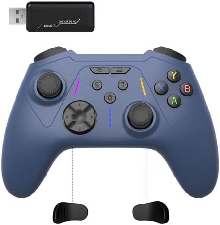 BETMI Wireless Controller for Xbox One, Xbox Series X/S, PC, Hall Effect Joysticks & Trigger, Turbo, Macro, Remapping, Dual Vibration Function, 2.4GHz Gamepad(Blue, no 3.5mm Jack)