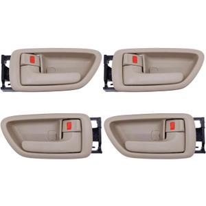 4Pcs Interior Door Handles W/Bezel (Beige) Compatible with 2000-2007 Toyota Sequoia, 2000-2004 Avalon, 2004-2006 Tundra(Crew Cabs Only) - for Four Full-Sized Doors