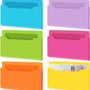 Fuutreo 6 Pcs Magnetic Wall File Organizer Magnetic Wall File Holder Refrigerator Magazine Holder for Mail Letters Paper(Bright Color,Horizontal-large)