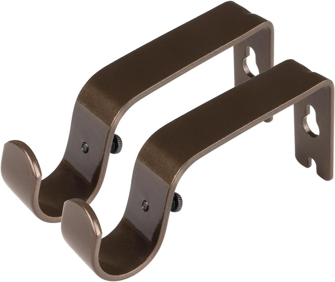 KAMANINA Wall Brackets for 7/8 or 3/4 Curtain rods, Drapery Rod Brackets, Set of 2, Bronze