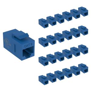 Tecmojo UL Listed Cat6 Keystone Coupler, 1000 Mbps RJ45 Ethernet Jack, Female to Female, Slim Design for Patch Panels & Wall Plates, Blue (25-Pack)