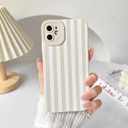NITITOP Compatible with iPhone 11 Case Cute Stylish Line Stripe Pattern Design for Women Girls Soft TPU Shockproof Full Camera Protective Phone Cover - White