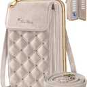 Crossbody Phone Purse for Women - Cute Small Bags Cellphone Wallet RFID Blocking with Strap Zipper and Card Slots (Gold)