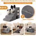 Dog Stairs for Bed 23 H, 5-Step Dog Steps for High Bed, Foldable Pet Stairs for Small Dogs and Cats to Get on Beds, Couch, Non-Slip Balanced Pet Steps and Ramp with Waterproof Cover, Grey