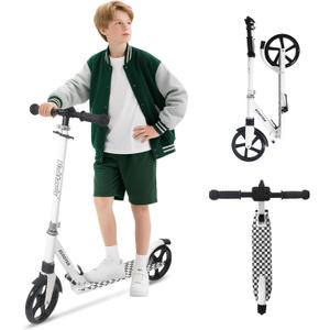Nattork Kick Scooter for Kids 6+ Years Teens Adults - 220LB Weight Capacity, Front Shock Absorber and Adjustable Handlebar - Smooth Ride with 8" Sturdy Wheels, Ideal for Outdoor Sports