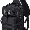 HAOMUK Tactical Sling Bag Pack Military Rover Shoulder Sling Backpack EDC Molle Assault Range Bag (Black)