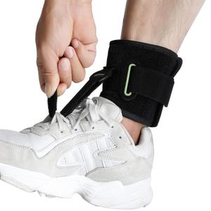 Adjustable Drop Foot Brace Foot Up AFO Brace Unisex Fits for Right/Left Foot Orthosis Ankle Brace Support, Improve Walking Gait, Effective Relieve Pain for Achilles Tendon (Black), 1 Count, One Size