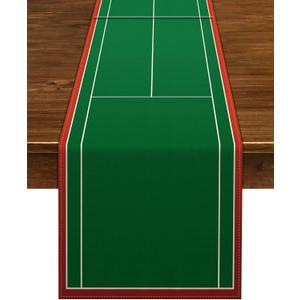 Linen Tennis Court Table Runner Tennis Themed Birthday Party Table Cover Indoor Outdoor Party Decoration Home Dining Room Kitchen Table Decor (13" x 108")
