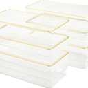 Martha Stewart Kerry Plastic Stackable Office Desk Drawer Organizers, 6" x 3", 6 Pack, with Gold Trim