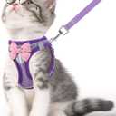 Cat Vest Harness and Leash Set for Walking Escape Proof, Adjustable Kitten Harness Breathable Mesh with Reflective Strips Harness for Kitty Puppy Bunny (Purple, XS)