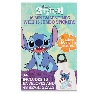 Stitch Mini Kids Pack: Valentine Greeting Card Set with Jumbo Stickers, 16 Count
 2 Pack