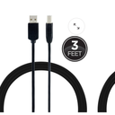 GE 3ft. USB Printer Cable, Black + Fast Charge Dual USB Wall Charger 2.4amp