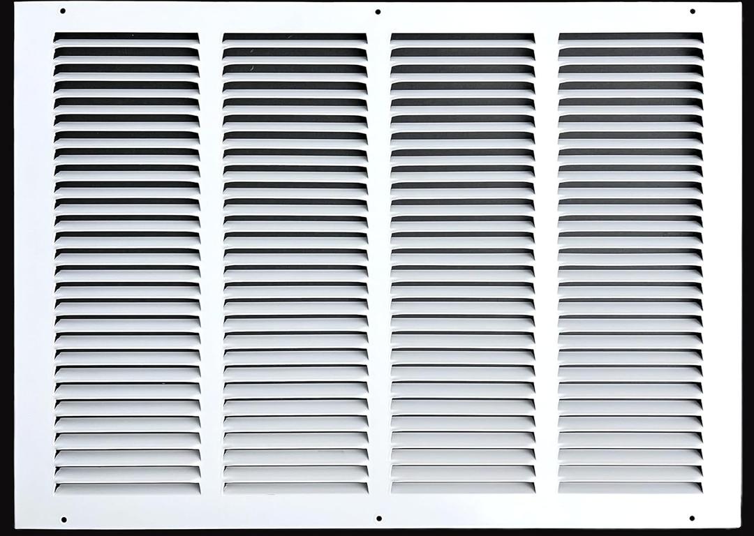 Fits 20x14 Duct Opening Stamped Steel Return Air Grille Vent Cover Grille for Sidewall and Ceiling in White Surface Dimensions: 21.75"W X 15.75"H (20" W x 14" H Duct Opening)