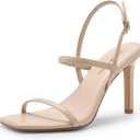 DREAM PAIRS Womens Slingback Heels High Stilettos Open Square Toe Ankle Strap Pumps Sexy Comfort Strappy Dress Shoes Wedding Bridal Heeled Sandals (6)