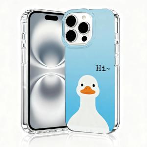 for iPhone 16 Pro Max Case, Animal Print Case for iPhone 16 Pro Max, Scratch Resistant Shockproof Cover, Aesthetic Clear Phone Cover, Hi White Duck, Funny Duck CasesB085