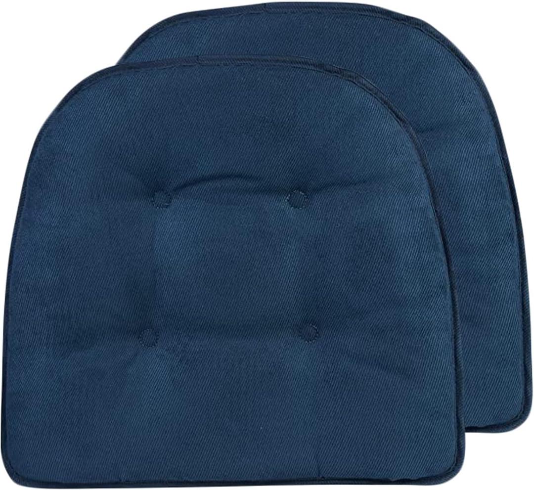 Non-Slip Chair Cushions, Assembled in USA, U-Shaped Skid-Proof Seat Pads for Dining Room, Kitchen, Office, 15"x16", 2 Pack