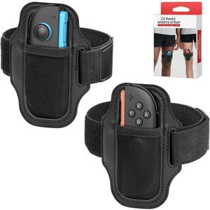 [2 Pack] Leg Strap for Nintendo Switch/Switch 2 - Sports Play Soccer/Switch Ring Fit Adventure, for Joy Cons Switch Controller Game Accessories,Adjustable Elastic Strap,Two Size for Adults & Children