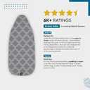 Encasa XO Ironing Board Cover and Pad 49"x18" Standard Size - Thick 3mm Felt Padded Iron Board Cover with Padding, Scorch & Stain Resistant Cotton, Heavy Duty Drawstring, Snug Fit - Black Arrow