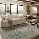 Loloi Magnolia Home by Joanna Gaines Sinclair Collection SIN-05 Jade/Sand 3'-6" x 5'-6", .25" Pile Height, Machine Washable, Accent Rug