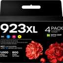 923 923XL Ink Cartridges Combo Pack (with Chip) Replacement for HP 923 Ink Cartridges Compatible with HP OfficeJet Pro 8120 8123 8130 8133 Printers (Black/Cyan/Yellow/Magenta, 4 Pack)