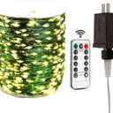 66FT Plug in Fairy Lights Warm White Green Wire LED String Lights 200 LED with Remote 8 Modes for Living Room, Christmas Tree, Patio, Garden, Wedding, Backyard