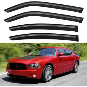 Window Visors Rain Guards for 2006 2007 2008 2009 2010 Dodge Charger, Out-Channel Window Vent Wind Deflectors Visors Shades for 06-10 Charger