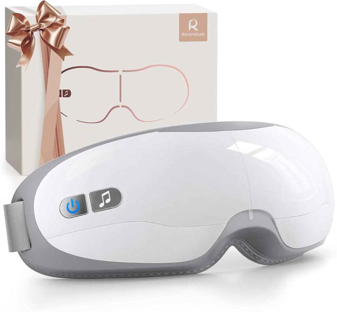 Eye Massager, Mothers Day Gifts for Women Eye Massager with Heat & Bluetooth Music Birthday Gifts Headache Dry Eye Relief and Improve Sleep Gift for Women/Men/Graduation,White