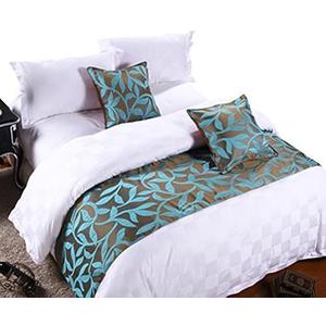 Frjjthchy Cotton Bedding Runner Beautiful Luxurious Bed End Scarf for Bedroom Hotel (Acacia Leaf, 19.69 x 70.87 in)